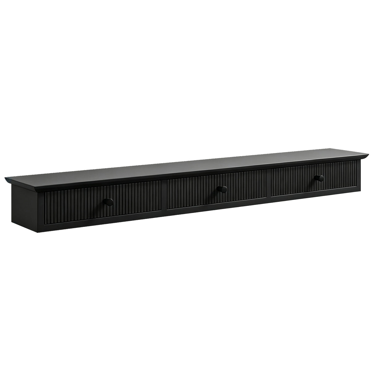 Photo of HOMCOM Shelf Wall-Mounted Storage Shelf Shelving Unit MDF 93 x 15 x 10 cm Entryway Kitchen Living Room, Black in Black colour on a white background