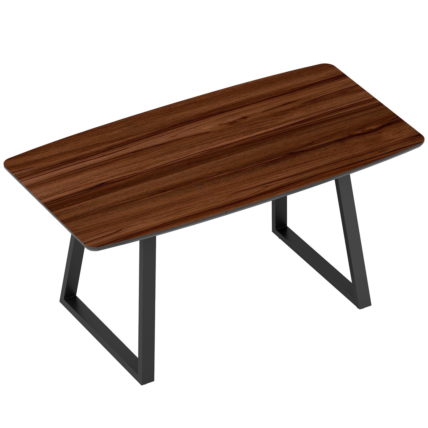 Photo of HOMCOM Extendable Dining Table Rectangular Wood Effect Tabletop for 4-6 People with Steel Frame & Hidden Leaves for Kitchen, Dining Room, Living Room in Room colour on a white background