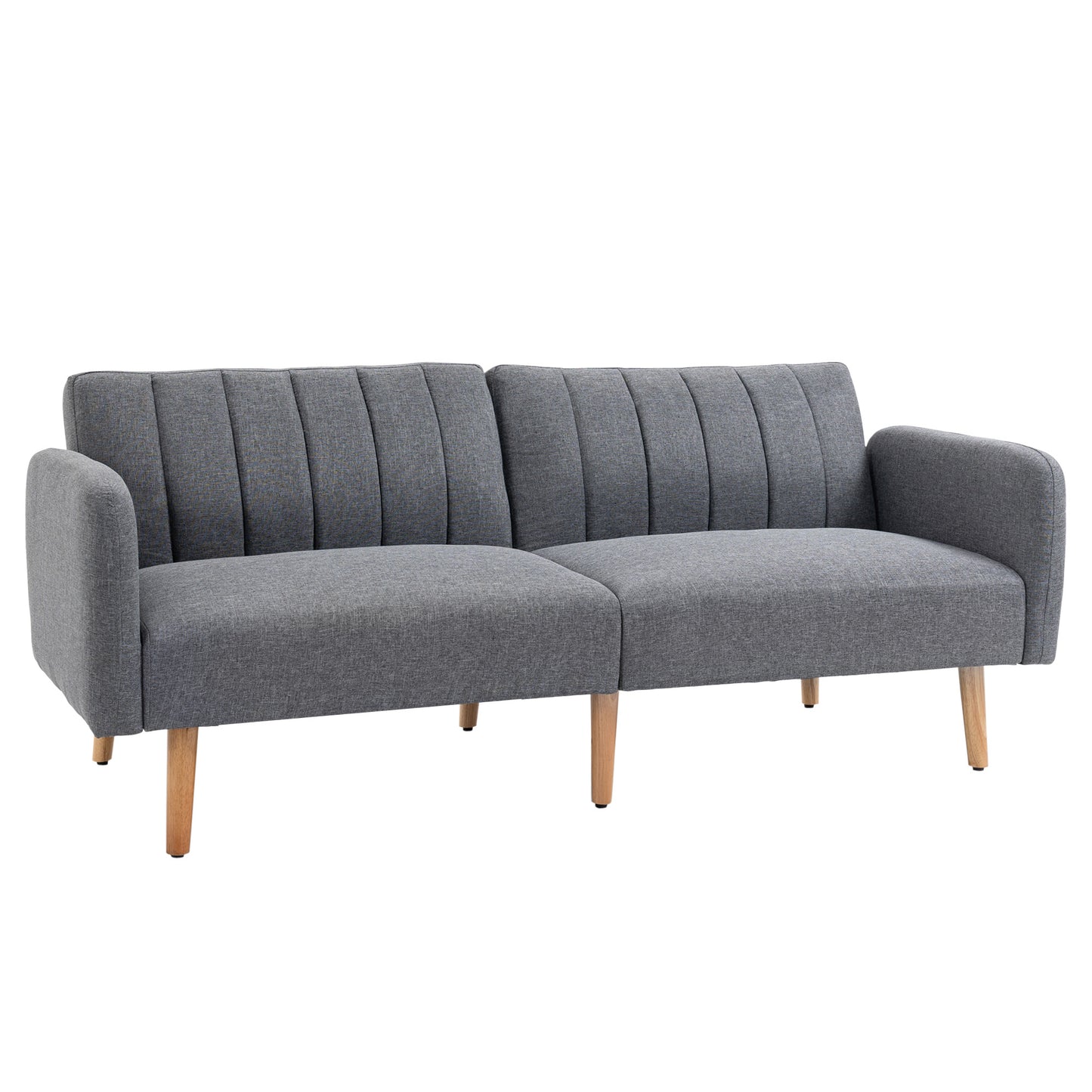 Photo of HOMCOM 3 Seater Sofa Bed, Convertible Linen Fabric Sofa Couch, Click Clack Sofabed with Adjustable Split Backrest for Living Room, Bedroom, Guest Room, Grey in Grey colour on a white background