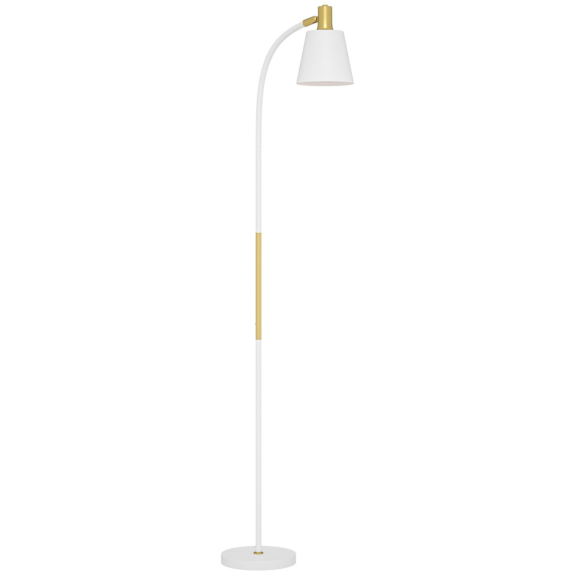 Photo of HOMCOM Floor Lamp for Living Room, Spotlight Reading Standing Lamp with Adjustable Height, Rocker on/off Switch, Indoor Task Lighting for Bedroom, Office,  White (Bulb not Included) in Included) colour on a white background