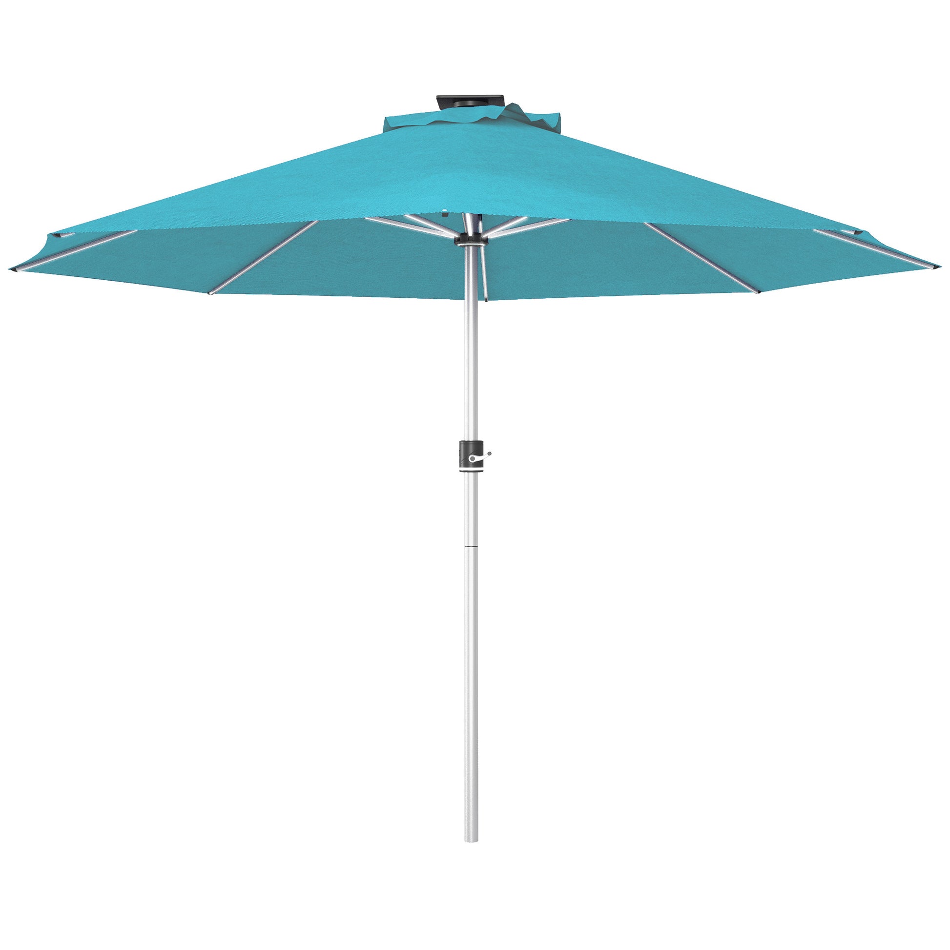 Photo of Outsunny 3m Parasol, with Solar-Powered LED Lights - Blue in Blue colour on a white background