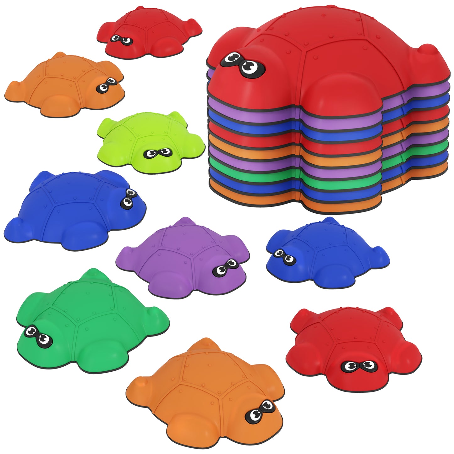 Photo of AIYAPLAY 9-Piece Balance Stepping Stones with Non-Slip Edge, Indoor Outdoor Obstacle Course for Ages 3-8 Years, Multicoloured in Multicoloured colour on a white background
