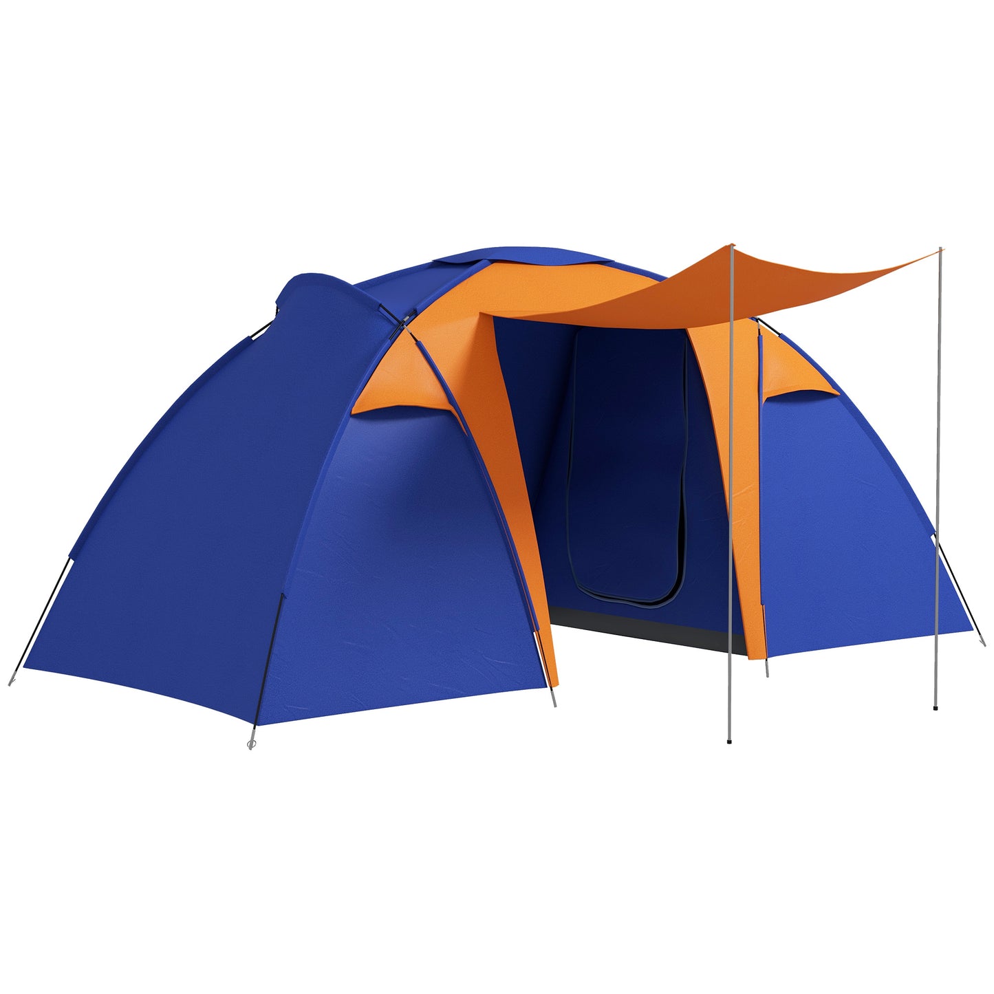 Photo of Outsunny Camping Tent with 2 Bedroom, Living Area and Porch, 4-6 Man Large Tunnel Tent, 2000mm Waterproof, Portable with Bag in Bag colour on a white background