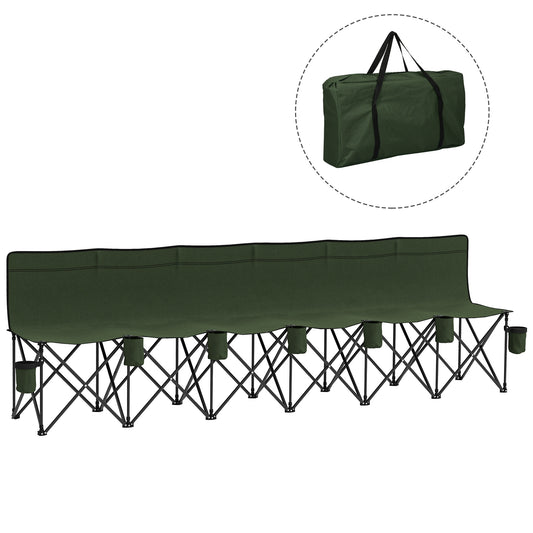 Photo of Outsunny 6 Seater Folding Camping Chair with Cup Holder & Carry Bag - Green in Green colour on a white background