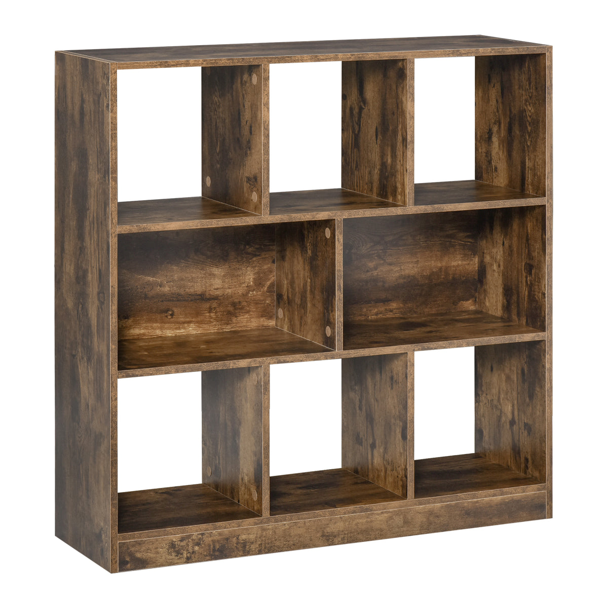 Photo of HOMCOM 3-Tier Bookcase, Storage Shelf Unit with Open Compartments, for Living Room, Bedroom, Office, Divider, 97.5 x 30 x 100 cm, Rustic Brown in Brown colour on a white background
