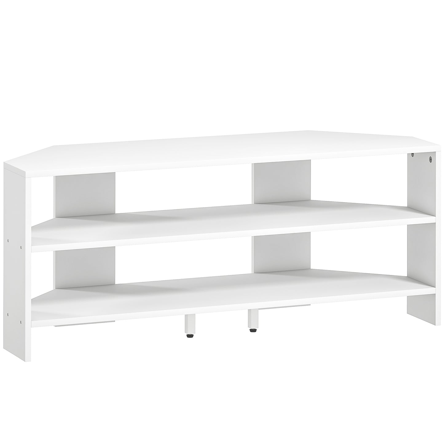 Photo of HOMCOM Corner TV Stand with 2 Open Shelves for 47 Inch TV - White in White colour on a white background