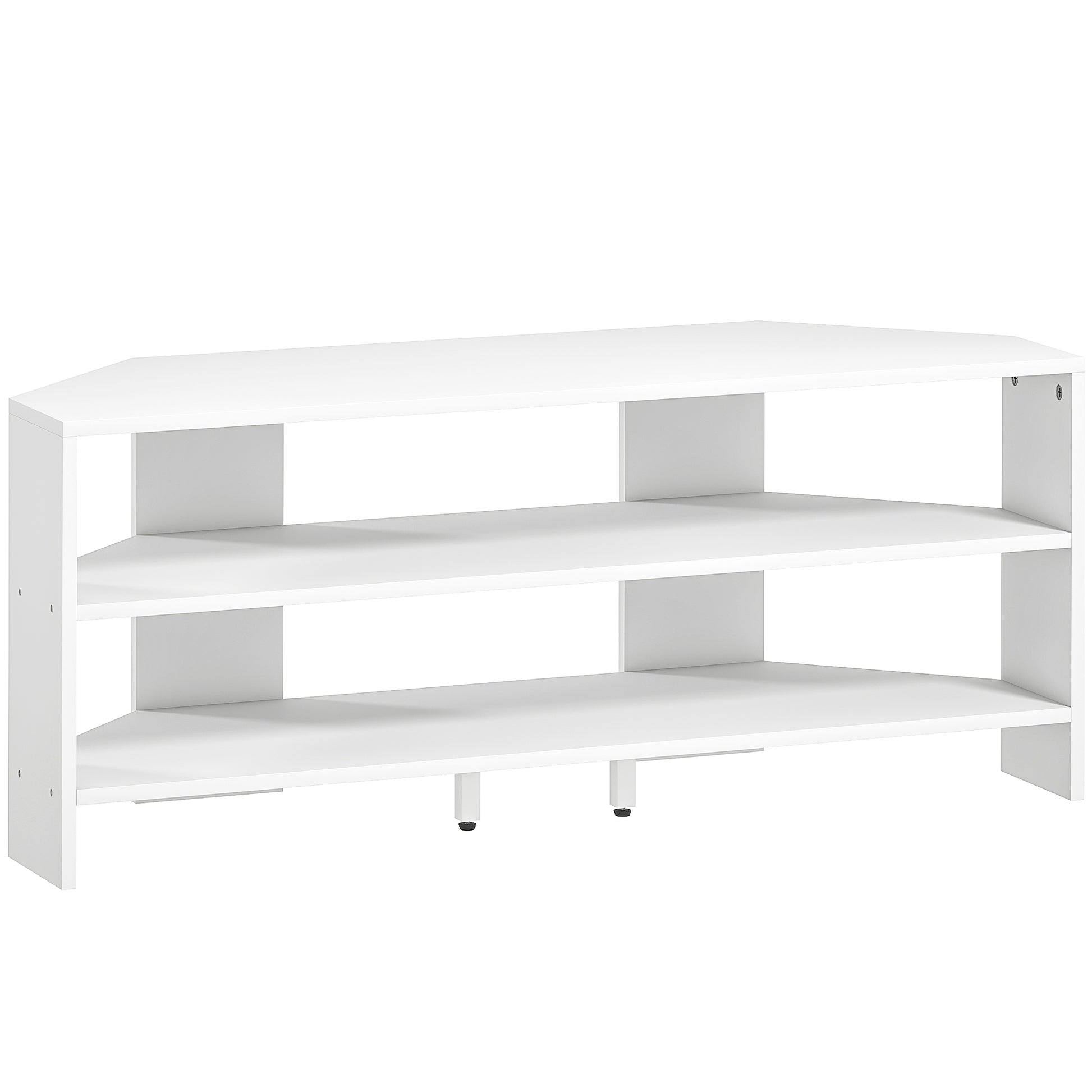 Photo of HOMCOM Corner TV Stand with 2 Open Shelves for 47 Inch TV - White in White colour on a white background