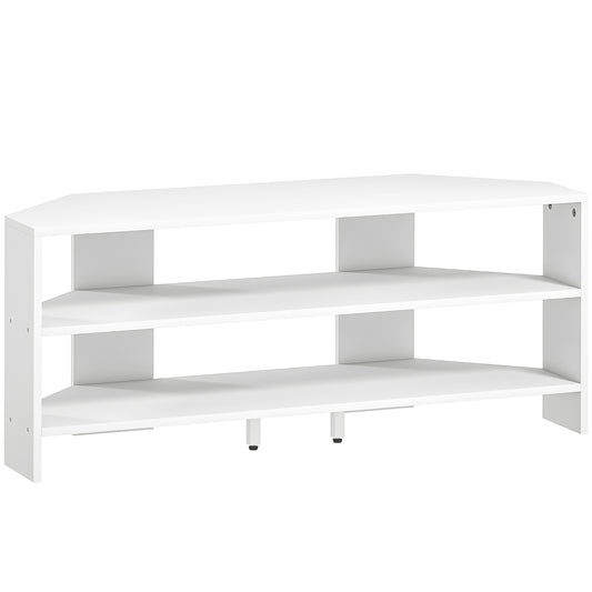Photo of HOMCOM Corner TV Stand with 2 Open Shelves for 47 Inch TV - White in White colour on a white background