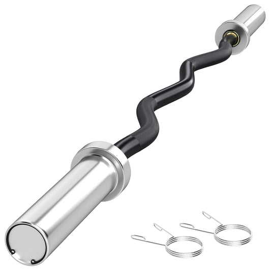 Photo of SPORTNOW 120cm EZ Barbell Bar for 5cm Weight Plates, with Spring Clips, 8kg in 8kg colour on a white background