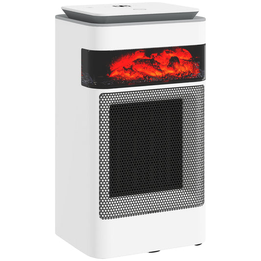 Photo of HOMCOM Ceramic Electric Heater, 1500W Fan Space Heater with 3 Modes, 24H Timer, Flame Effect, Oscillation for Bedroom, White in White colour on a white background