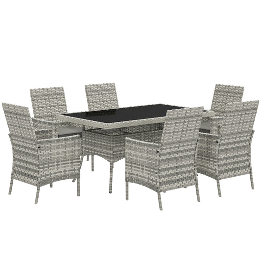 Photo of Outsunny Seven-Piece Rattan Dining Set - Mixed-Grey in Mixed-Grey colour on a white background