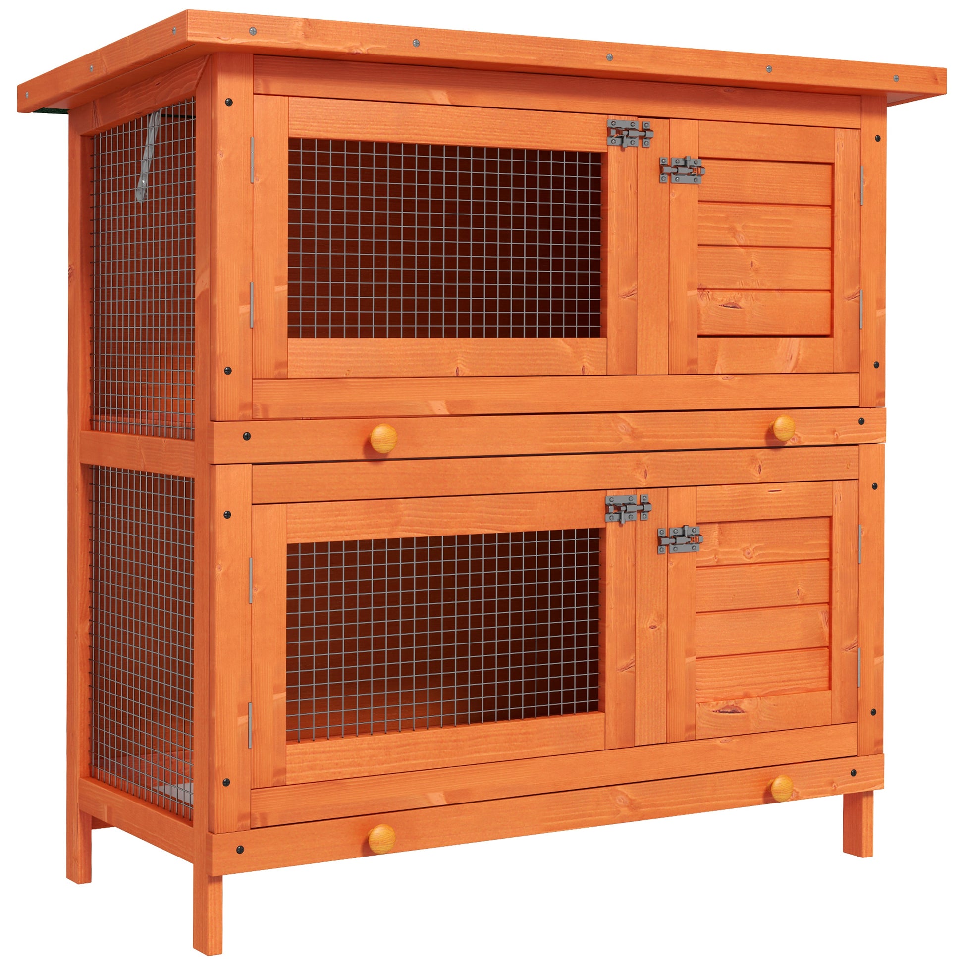 Photo of PawHut Rabbit Hutch Outdoor Guinea Pig Hutch Wooden Duck House Pet Cage with Opening Roof, 90 x 45 x 90cm in 90cm colour on a white background