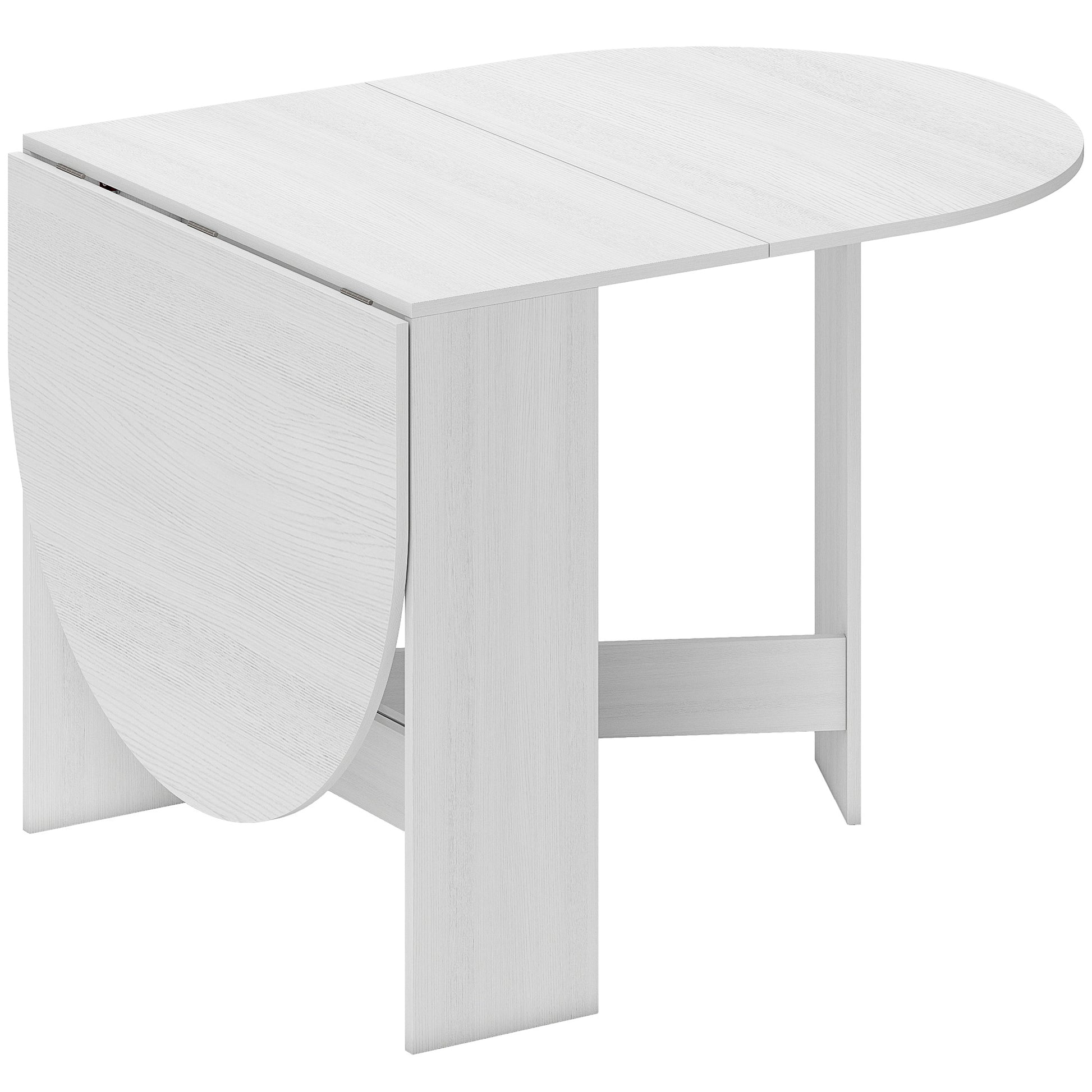 Photo of HOMCOM Folding Dining Table, Drop Leaf Table for Small Spaces, Oval Tabletop for Dining Room, Ash Wood-Effect in Wood-Effect colour on a white background