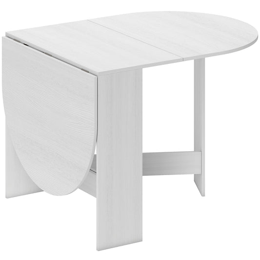 Photo of HOMCOM Folding Dining Table, Drop Leaf Table for Small Spaces, Oval Tabletop for Dining Room, Ash Wood-Effect in Wood-Effect colour on a white background