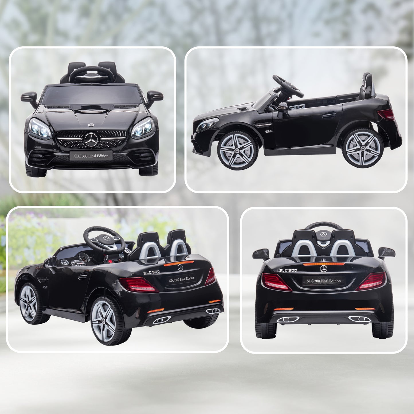 HOMCOM Benz SLC 300  Licensed 12V Kids Electric Ride On, with Music, Remote Control, LED Headlights, Horn, Black