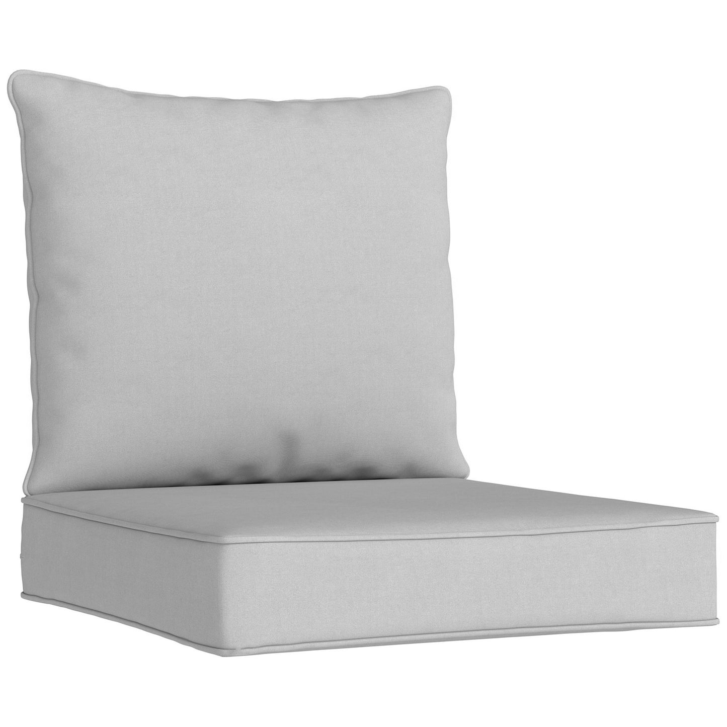 Photo of Outsunny Outdoor Seat and Back Cushion Set, 63L x 55W x 15Dcm Patio Deep Seating Chair Fade Resistant Replacement Cushion, Light Grey in Grey colour on a white background