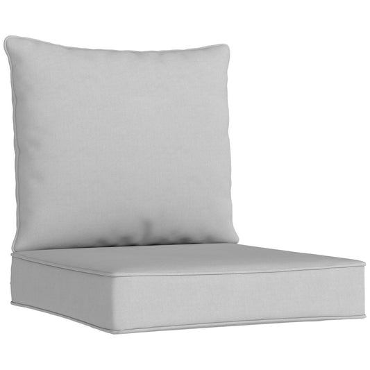 Photo of Outsunny Outdoor Seat and Back Cushion Set, 63L x 55W x 15Dcm Patio Deep Seating Chair Fade Resistant Replacement Cushion, Light Grey in Grey colour on a white background