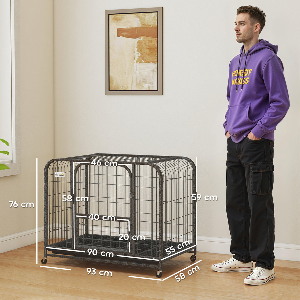 PawHut Heavy Duty Large Dog Crate with Accessible Triple Door for Small to Medium Dogs, Black