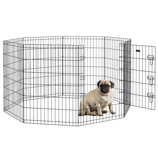 Photo of PawHut 8 Panel DIY Dog Pen with Door, for Dogs, Small Animals, Indoor/Outdoor Use, 91cm High in High colour on a white background