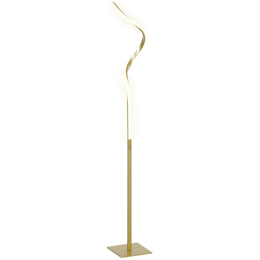 Photo of HOMCOM LED Floor Lamp with 3 Adjustable Brightness, Modern Dimmable Standing Lamp with Foot Switch for Bedroom, Living Room, Gold Tone in Tone colour on a white background