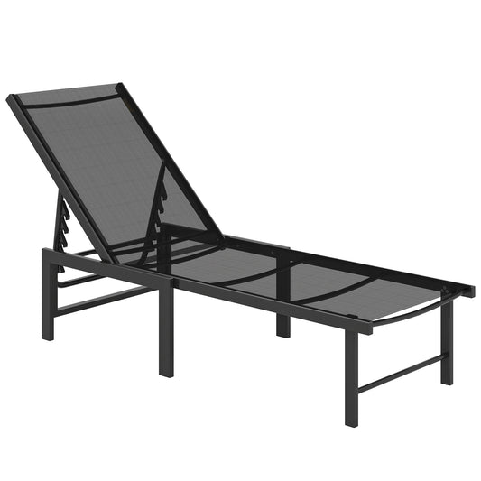 Photo of Outsunny Reclining Sun Lounger - Black in Black colour on a white background