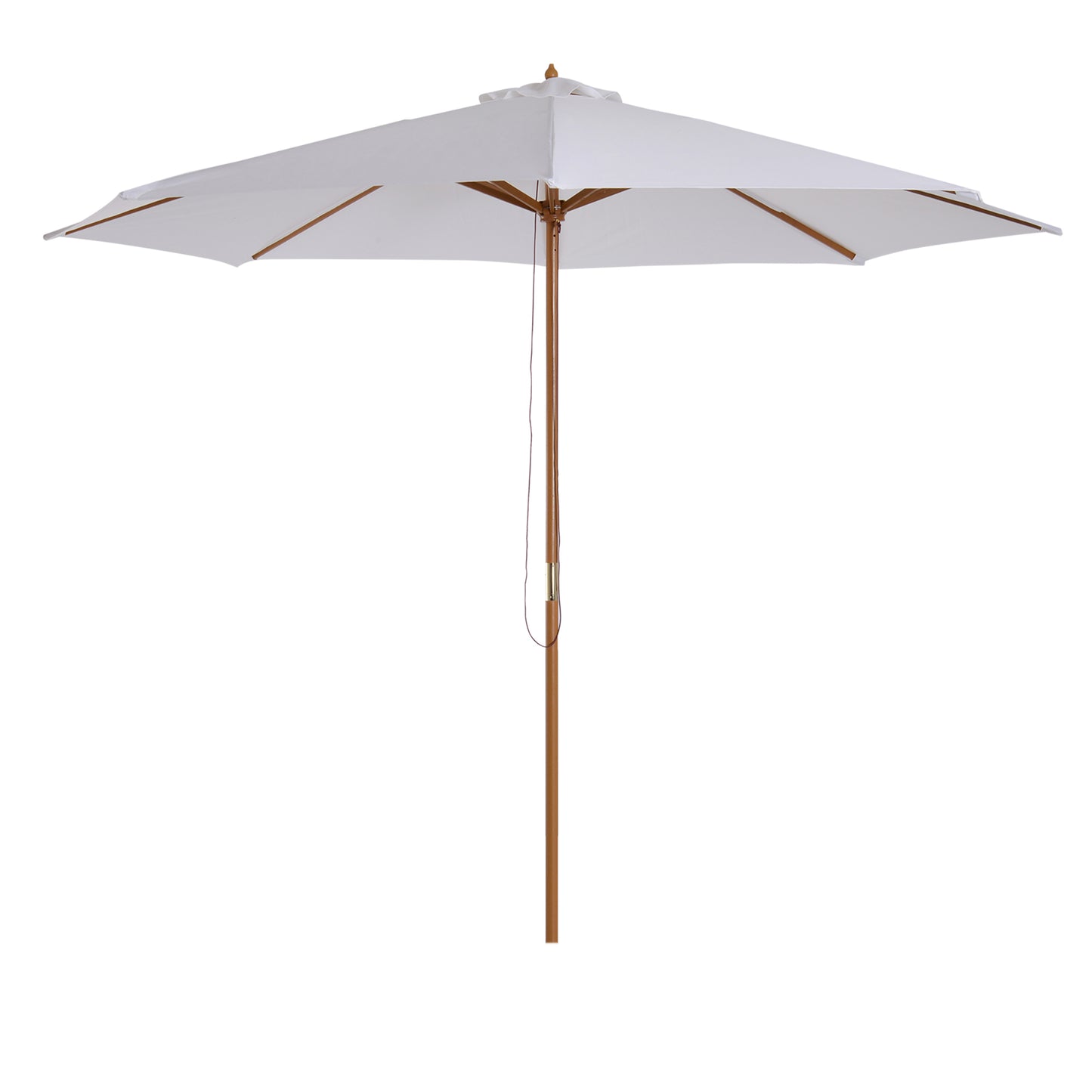 Photo of Outsunny 3(m) Garden Parasol, Pulley Operated Patio Umbrella, Wooden Table Market Umbrella with Rope Pulley Mechanism and 8 Ribs, Cream White in White colour on a white background