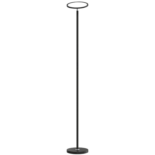 Photo of HOMCOM Uplighter Floor Lamp with Tuya App and Music Sync, Standing Lamp with Adjustable Head for Living Room Bedroom, Black in Black colour on a white background