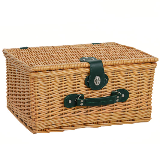 Photo of Outsunny Two-Person Picnic Set, with Wicker Basket in Basket colour on a white background