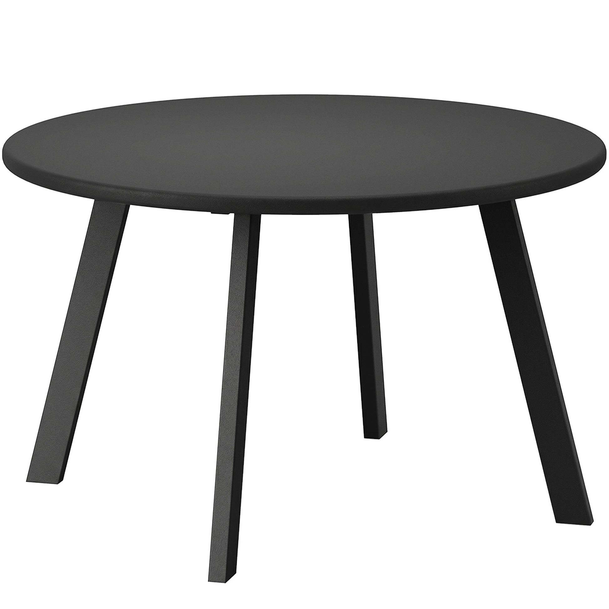 Photo of Outsunny 70cm Round Coffee Table, Outdoor Garden Table with Non-Slip Foot Pads and Metal Frame for Garden, Terrace, Balcony, Living Room, Charcoal Grey in Grey colour on a white background
