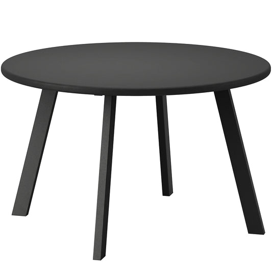 Photo of Outsunny 70cm Round Coffee Table, Outdoor Garden Table with Non-Slip Foot Pads and Metal Frame for Garden, Terrace, Balcony, Living Room, Charcoal Grey in Grey colour on a white background
