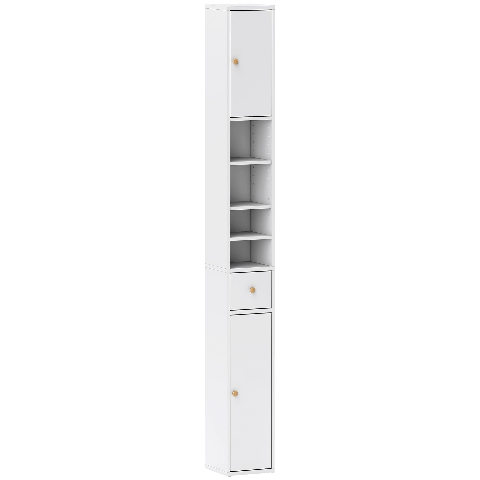 Photo of HOMCOM 178 cm Narrow Tall Bathroom Cabinet - White in White colour on a white background