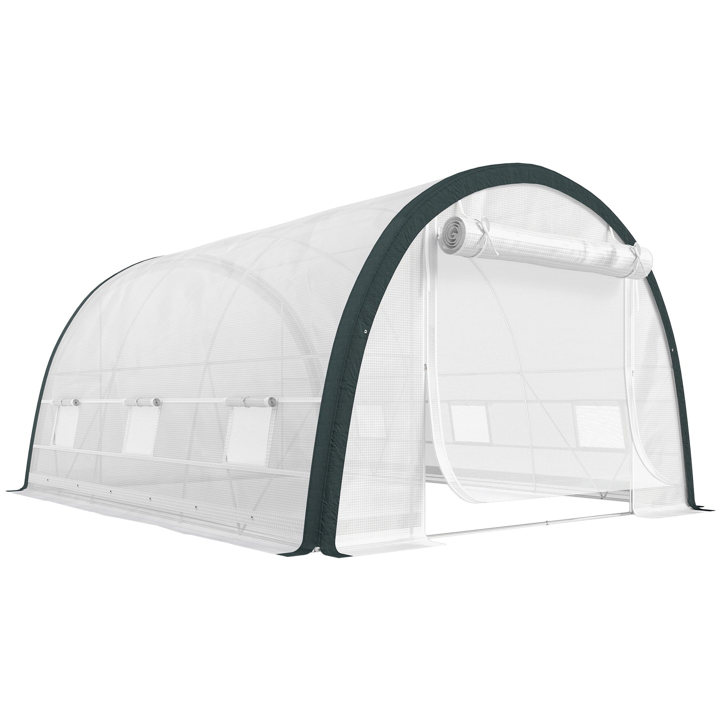Photo of Outsunny 4 x 3(m) Walk-In Tunnel Greenhouse, with Accessories - White in White colour on a white background