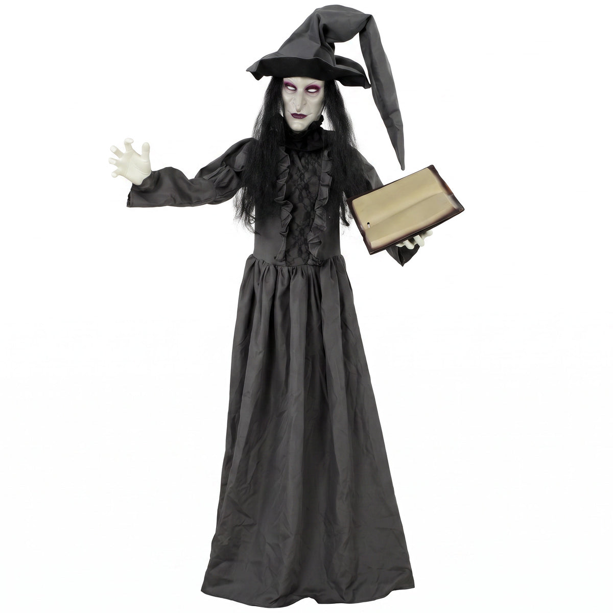 Photo of HOMCOM 180cm Life Size Animated Witch Halloween Decorations Outdoor Indoor, Scary Halloween Animatronics Decor in Decor colour on a white background