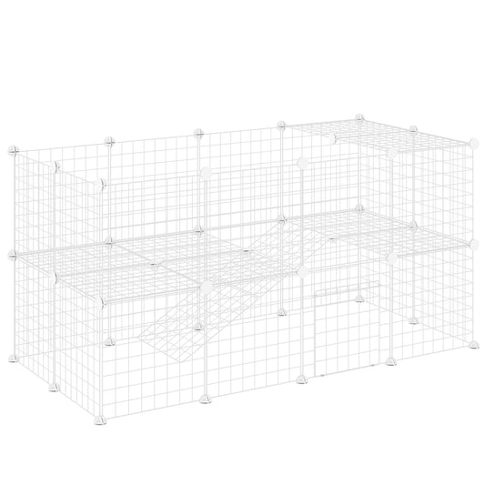 Photo of PawHut DIY 36 Panel Pet Playpen Metal Wire Fence for Chinchilla, Hedgehog, Bunny, Indoor, Outdoor Use, White in White colour on a white background