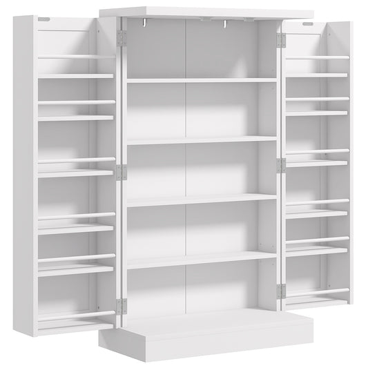 Photo of HOMCOM Kitchen Cupboard 6-tier Door Racks Freestanding Multi-Storage with Adjustable Shelves, White in White colour on a white background