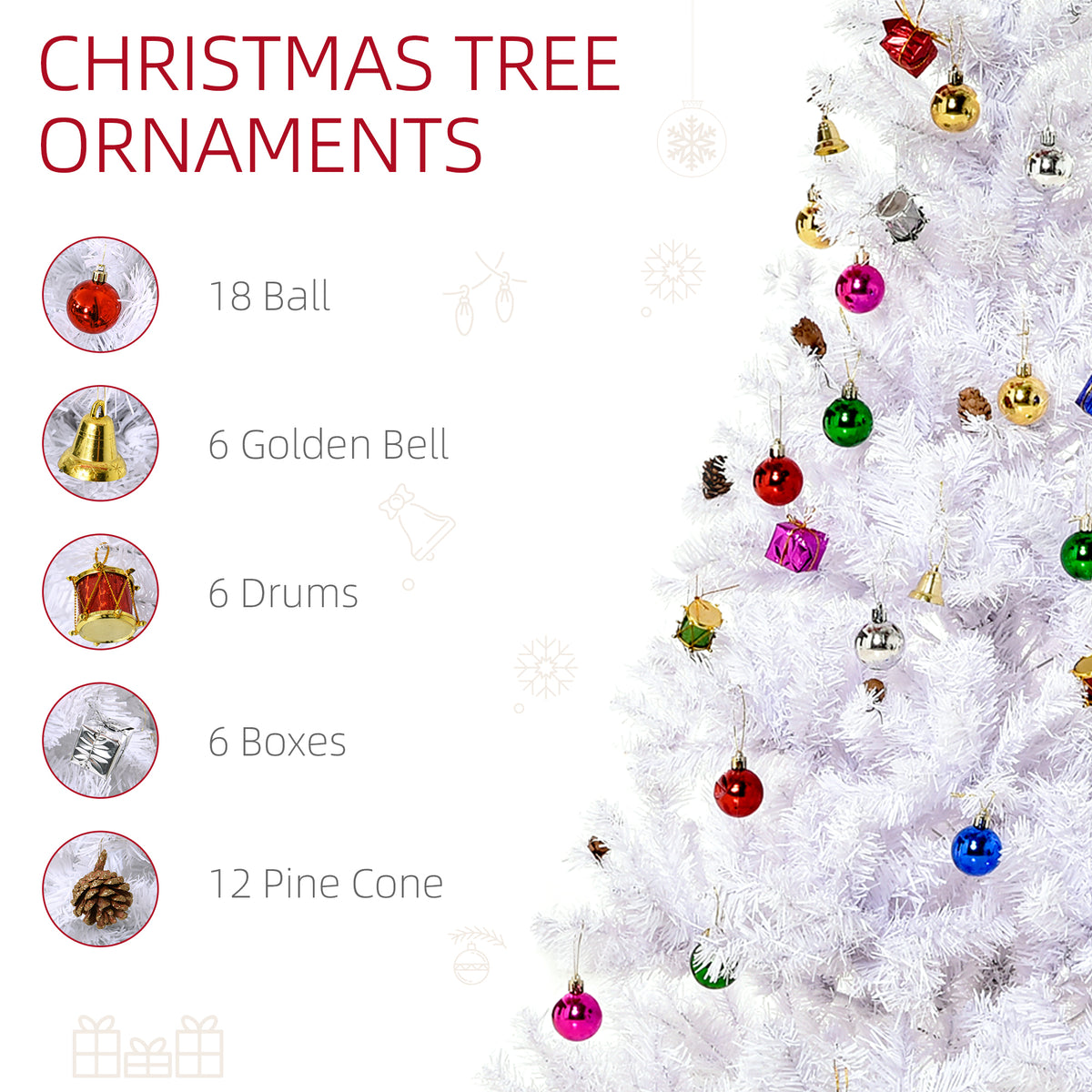 HOMCOM 5ft Snow Artificial Christmas Tree w/ Metal Stand Decorations Home Seasonal Elegant Faux White
