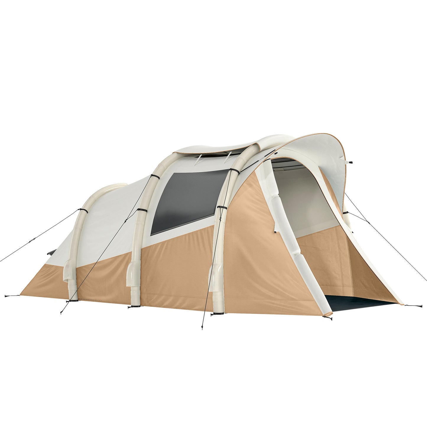 Photo of Outsunny Inflatable Camping Tent w/ Air Pump, Easy Setup 2-3 Person Blow Up Tent, Khaki in Khaki colour on a white background