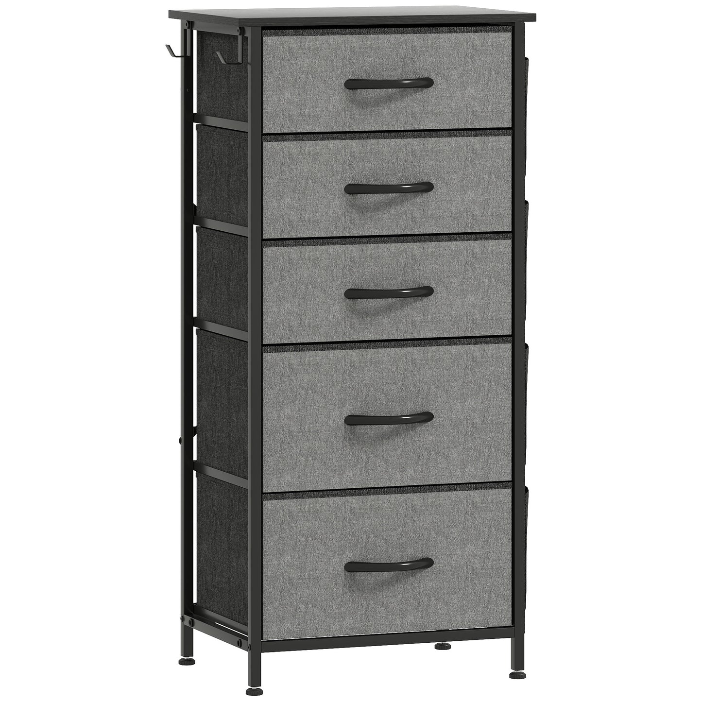 Photo of HOMCOM Chest of Five Fabric Drawers - Charcoal Grey in Grey colour on a white background