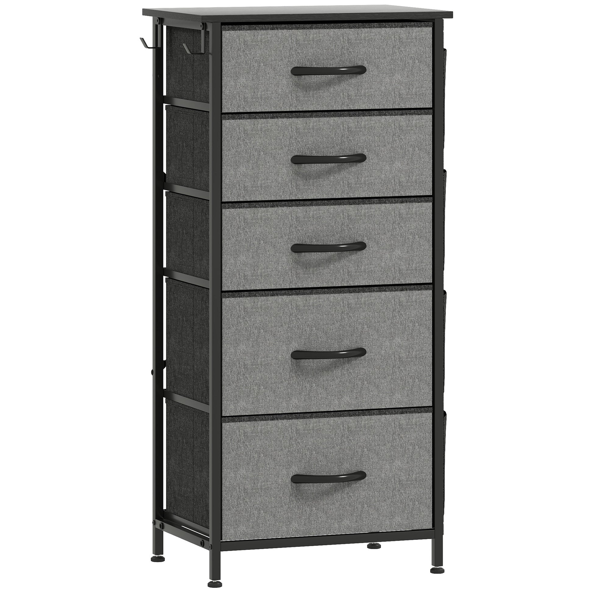 Photo of HOMCOM Chest of Five Fabric Drawers - Charcoal Grey in Grey colour on a white background