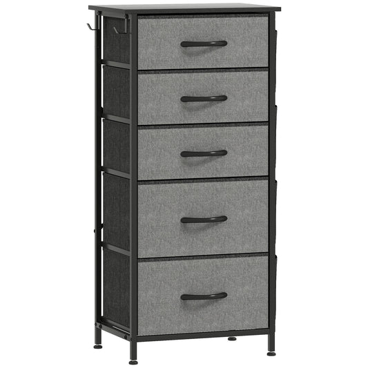 Photo of HOMCOM Chest of Five Fabric Drawers - Charcoal Grey in Grey colour on a white background