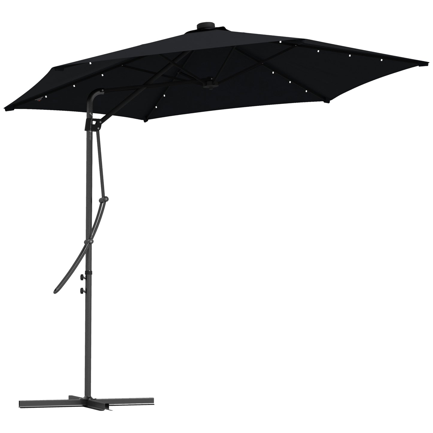Photo of Outsunny 3(m) Solar LED Cantilever Parasol - Black in Black colour on a white background