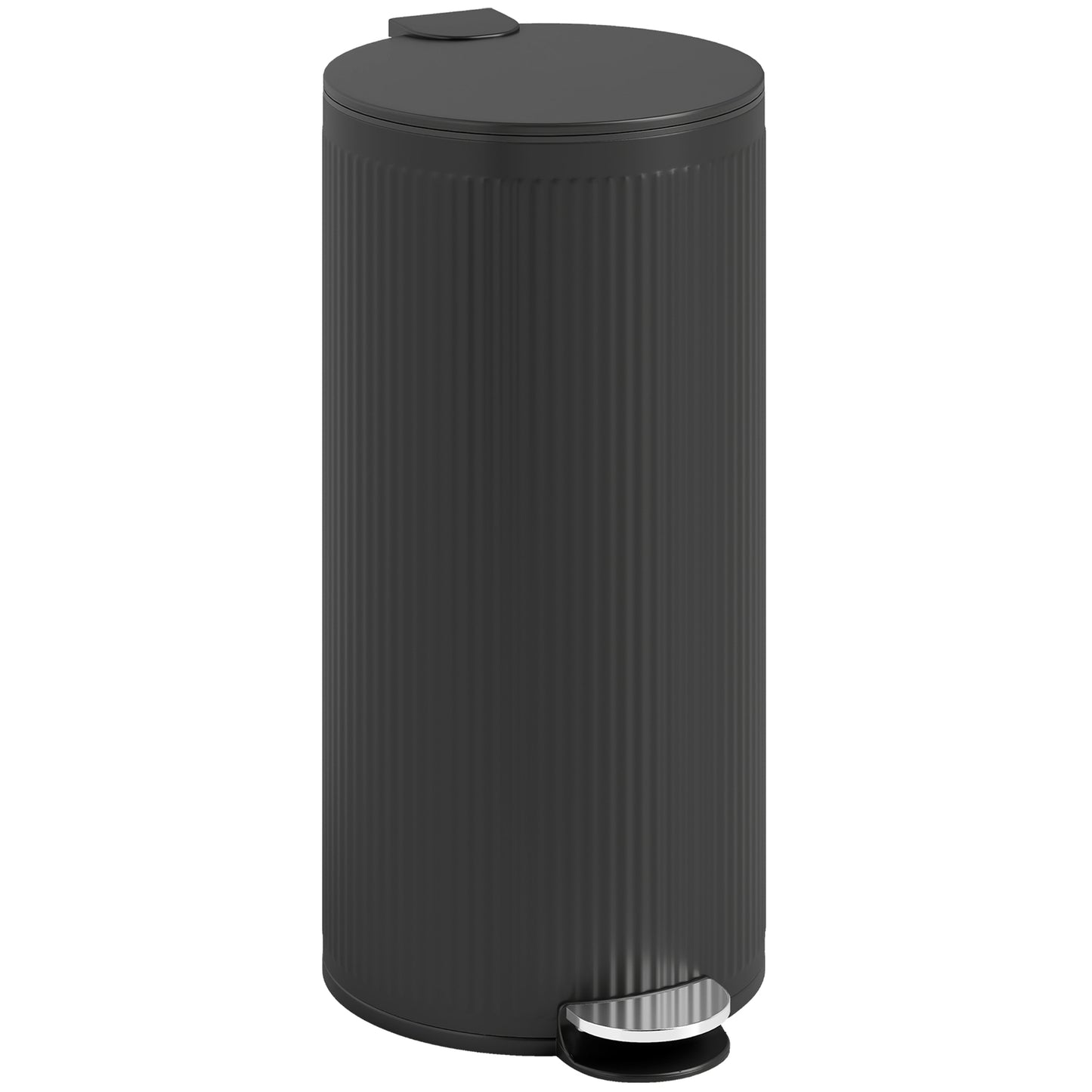 Photo of HOMCOM Kitchen Bin, 30 Litre Pedal Rubbish Bin with Removable Bucket, Black in Black colour on a white background