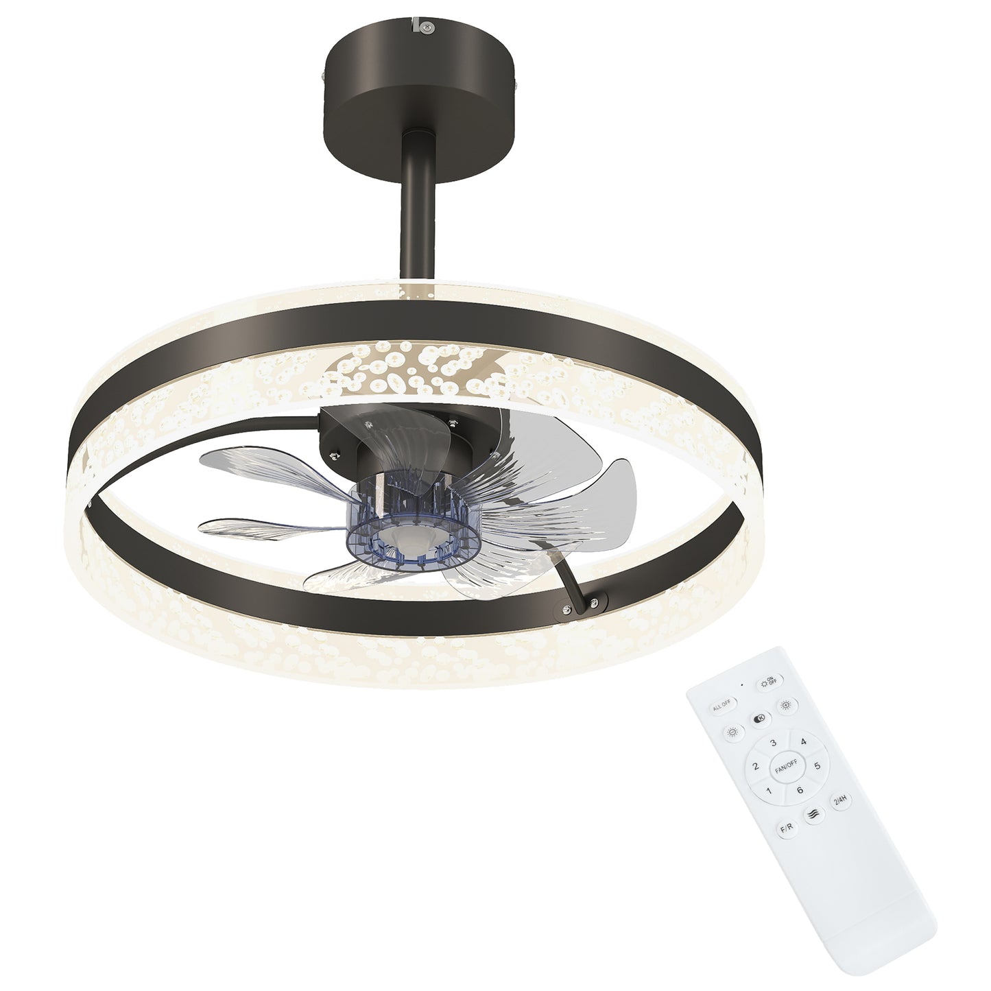 Photo of HOMCOM Ceiling Fan with LED Light and Remote - Black in Black colour on a white background