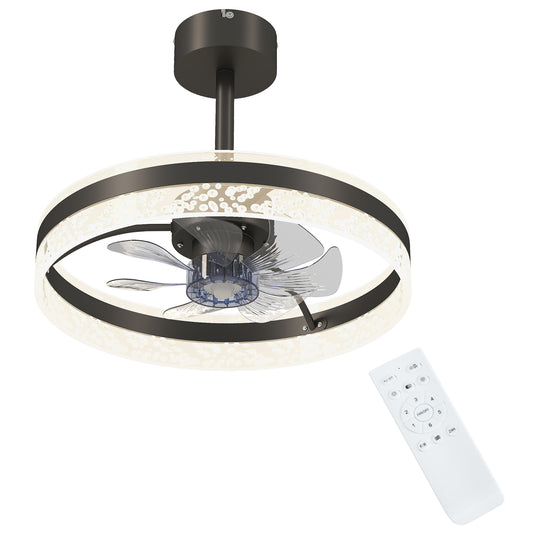 Photo of HOMCOM Ceiling Fan with LED Light and Remote - Black in Black colour on a white background