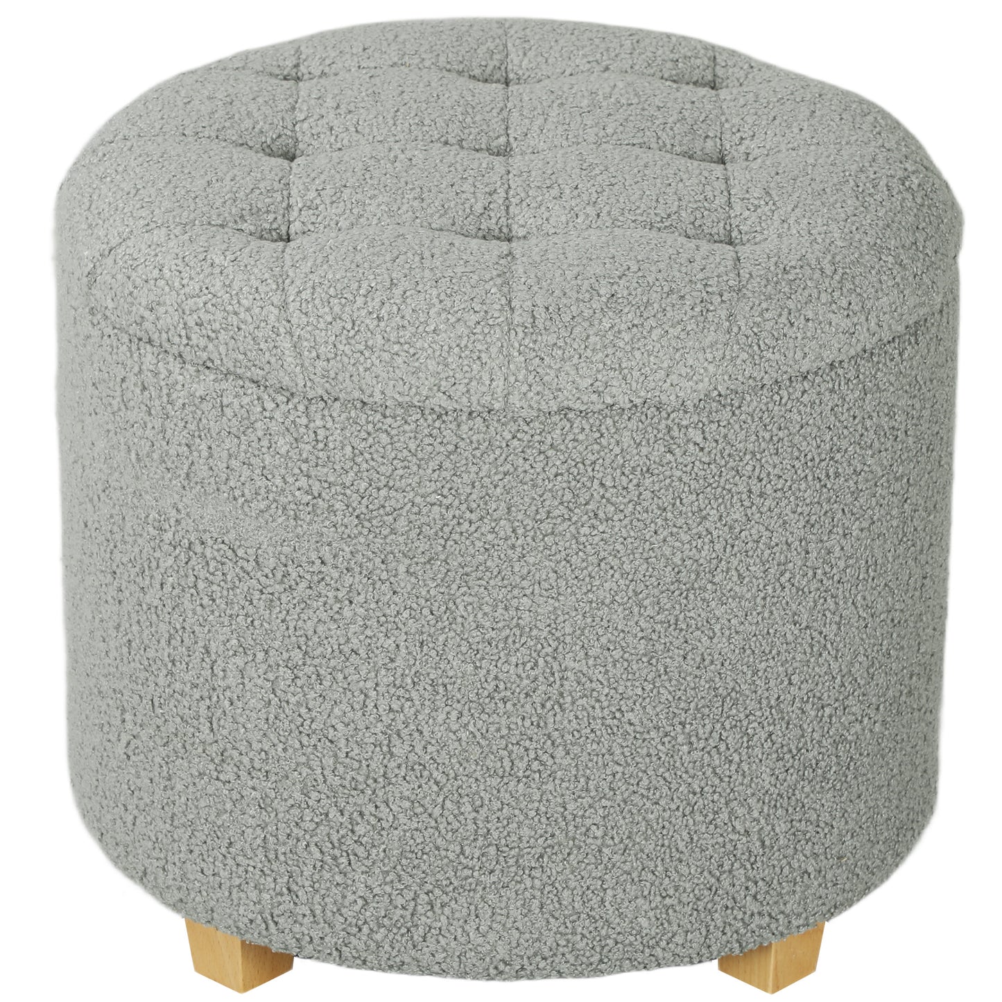 Photo of HOMCOM 40.5L Teddy Fleece Storage Ottoman - Grey in Grey colour on a white background