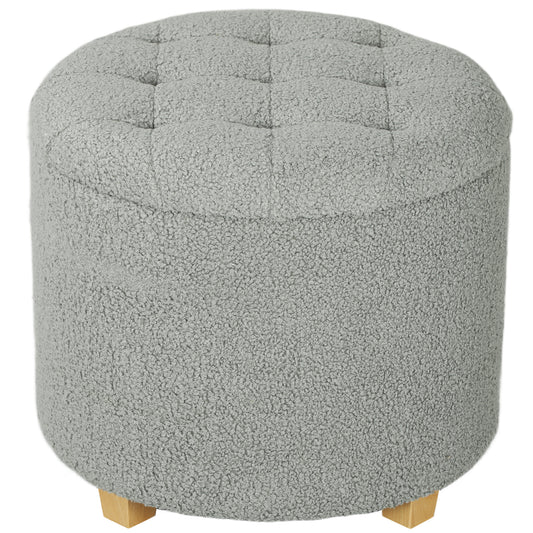 Photo of HOMCOM 40.5L Teddy Fleece Storage Ottoman - Grey in Grey colour on a white background