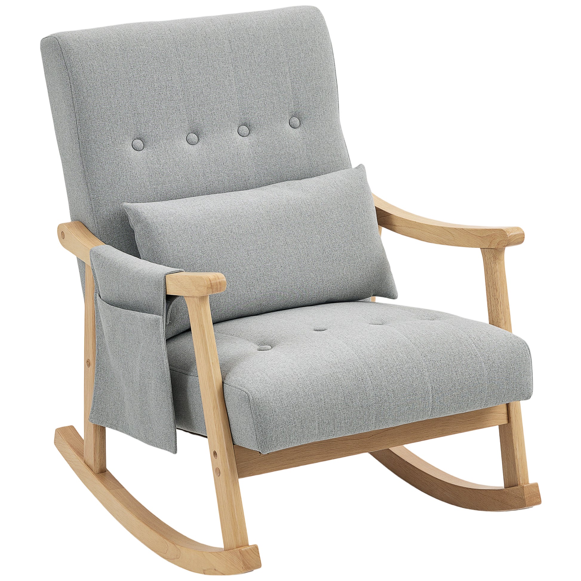 Photo of HOMCOM Wood Frame Rocking Accent Chair - Light Grey in Grey colour on a white background