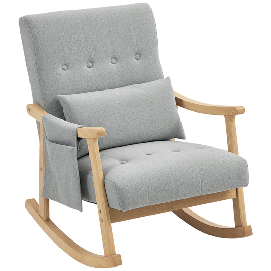 Photo of HOMCOM Wood Frame Rocking Accent Chair - Light Grey in Grey colour on a white background