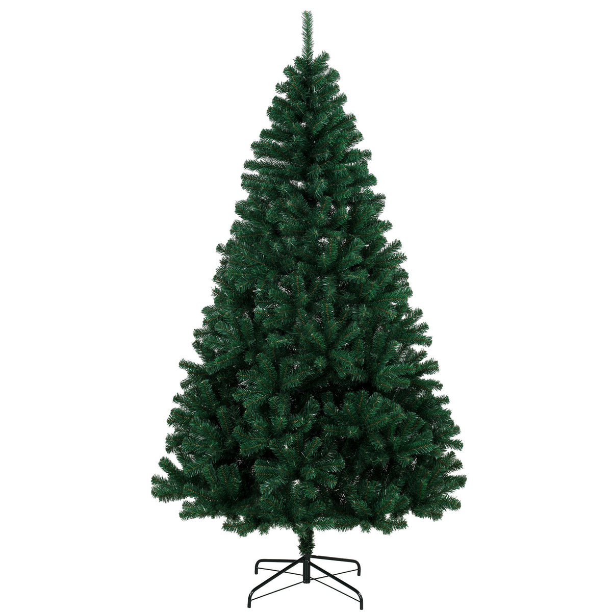 Photo of HOMCOM 7ft Artificial Christmas Tree, Fir Hinged Xmas Tree with 1100 Branch Tips, Foldable Steel Stand, Green in Green colour on a white background