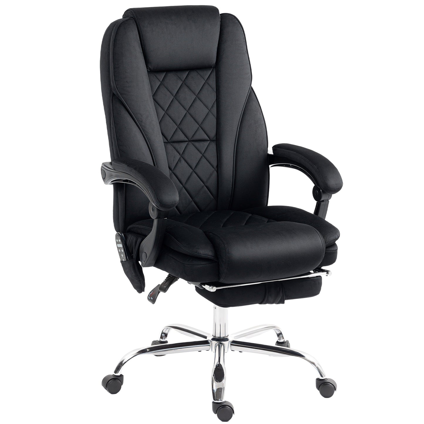 Photo of Vinsetto Massage Office Chair, Heated Reclining Computer Chair with Adjustable Height and Footrest, Black in Black colour on a white background